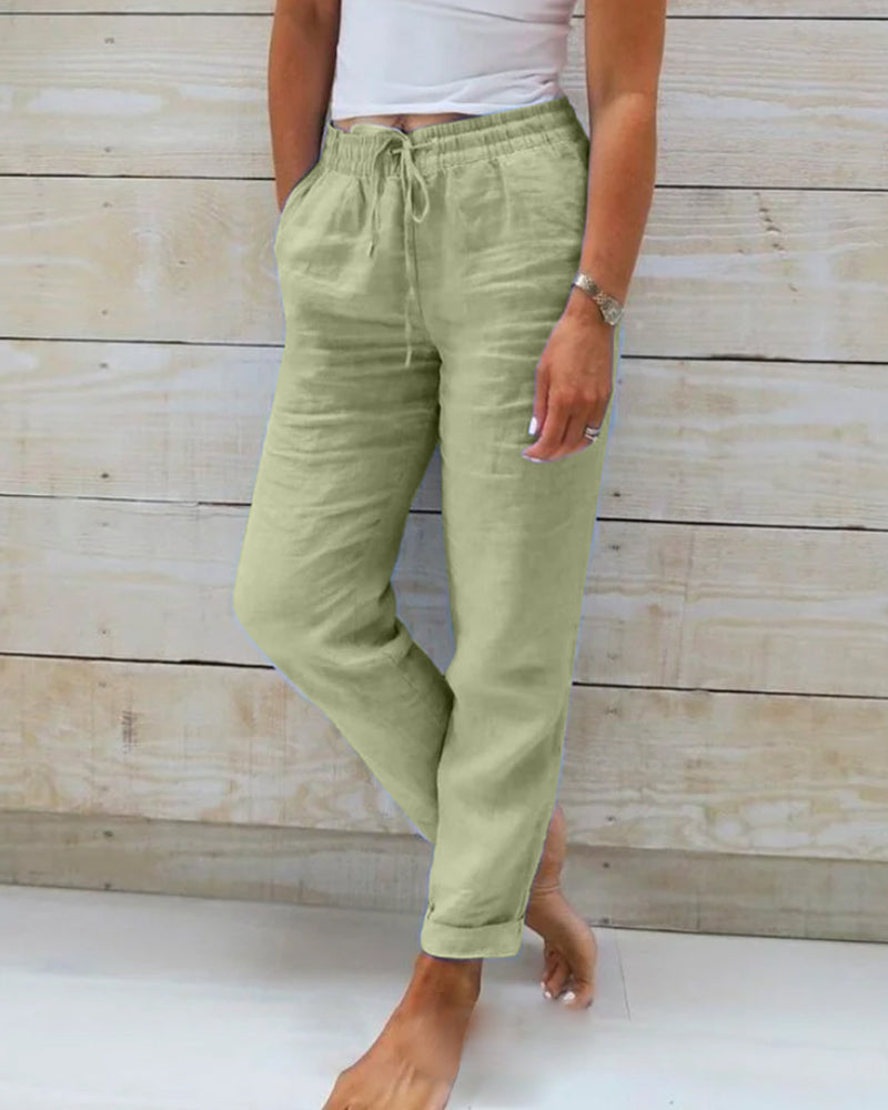 Linda | Elastic trousers made of cotton and linen