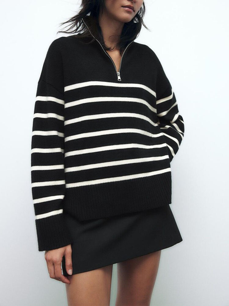 MINEY - Striped Zip Jumper