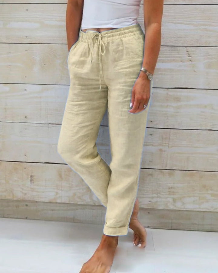 Linda | Elastic trousers made of cotton and linen