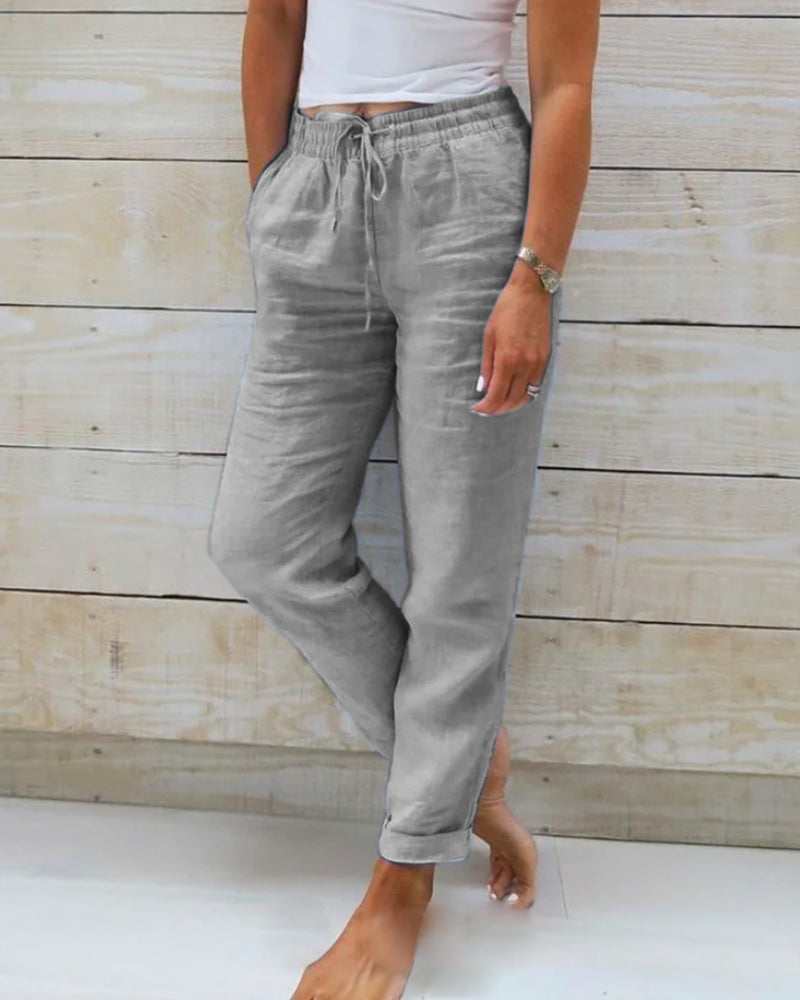 Linda | Elastic trousers made of cotton and linen