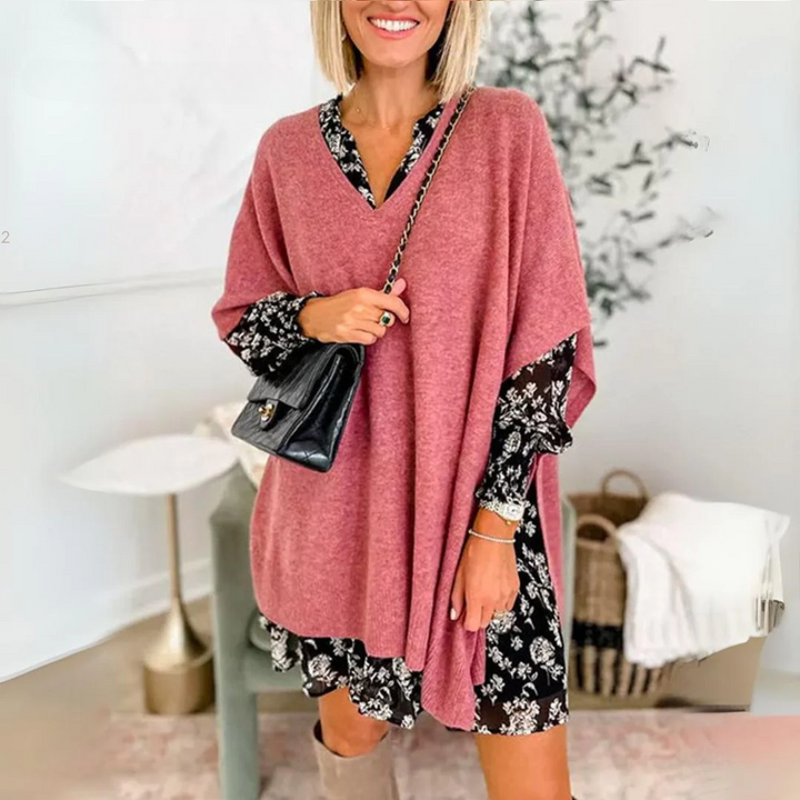 Lola - Elegant Poncho Shirt with V-Neck