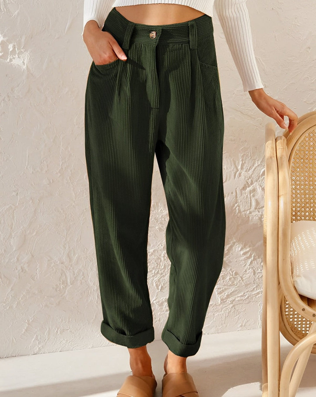 Tara™ Retro High-Waisted Corduroy Pants