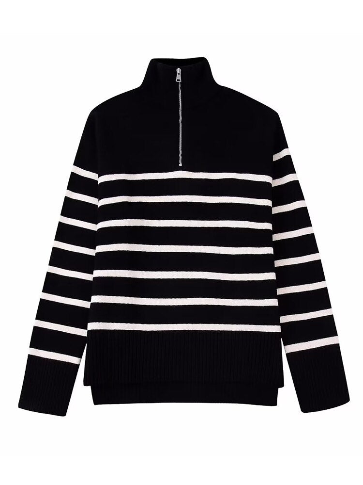 MINEY - Striped Zip Jumper